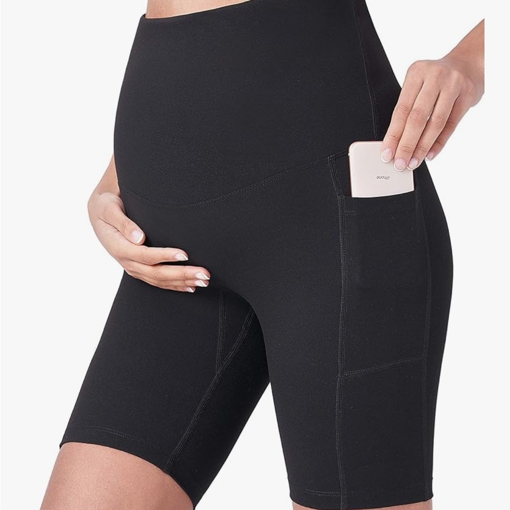 Black Maternity Biker Shorts